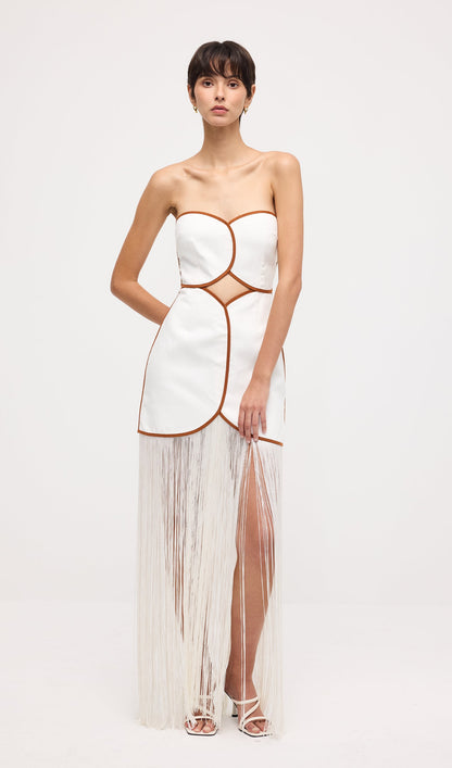 Tassel Off Shoulder Hollow Out Maxi Dress