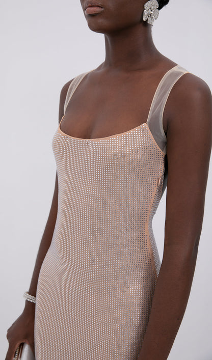 Trendy Hot Fix Maxi Dress With Mesh Back