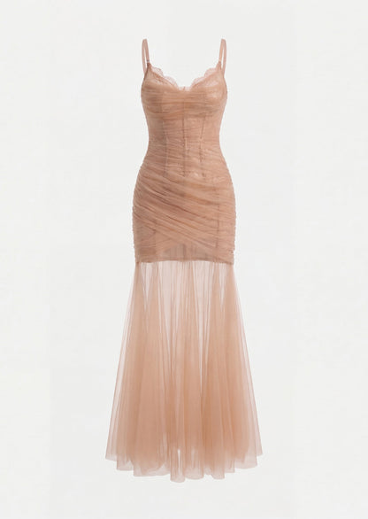 Juanita Sheer Lace Corset Maxi Dress