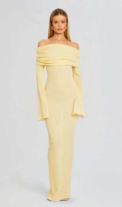 Off Shoulder Slim Fit Maxi Dress