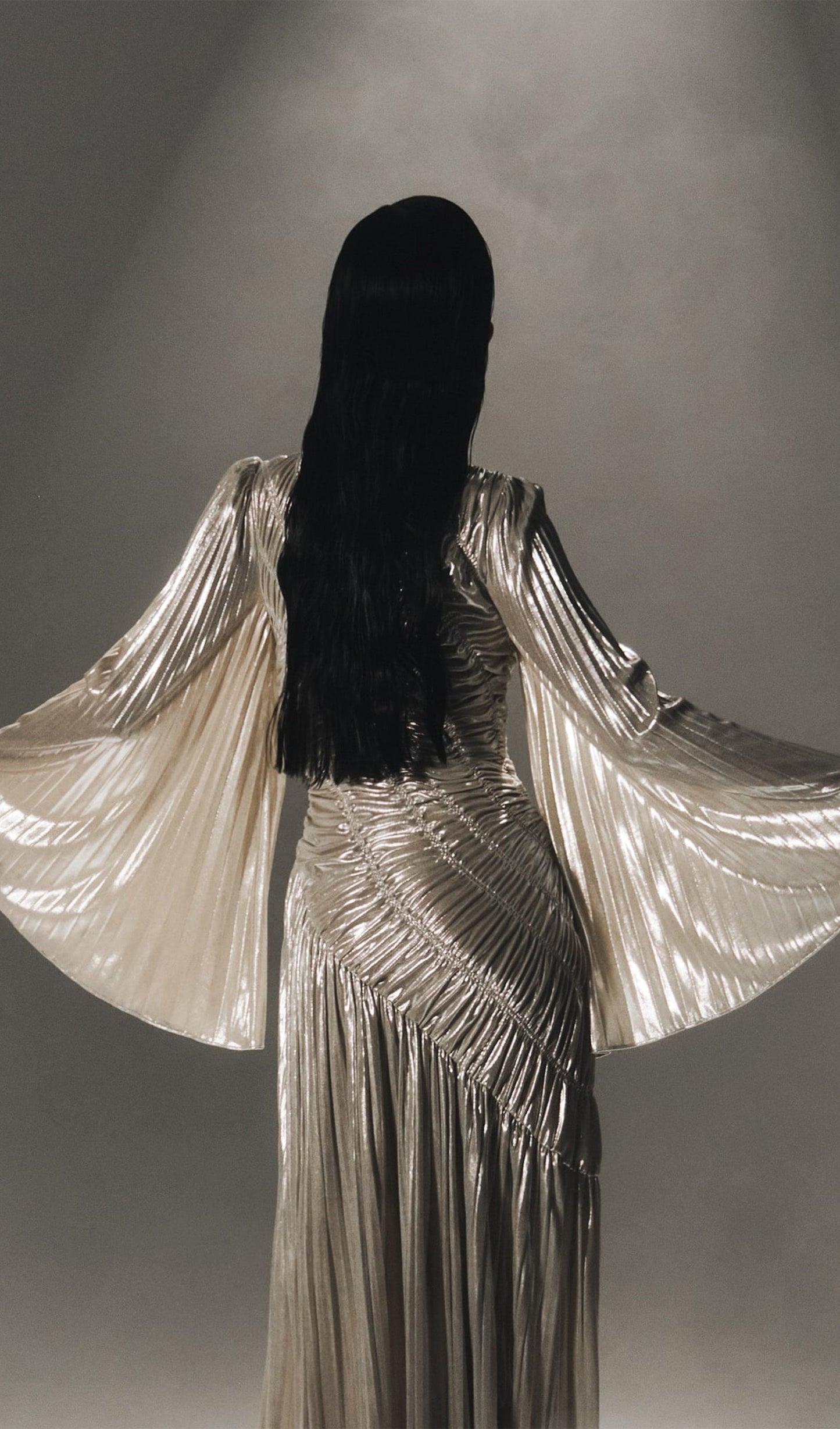Metallic Ruffled Maxi Dress