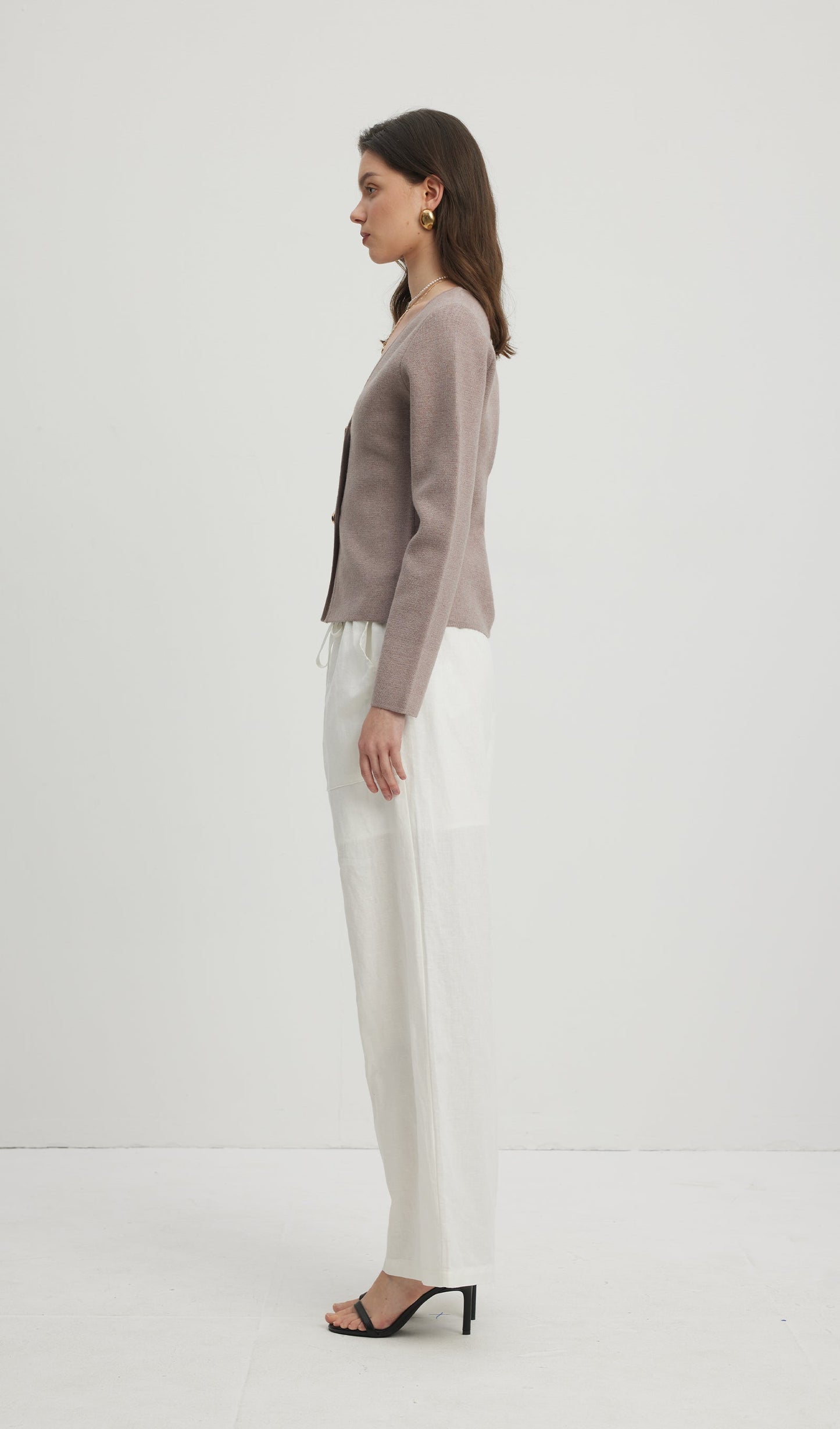 Loose Tie Pants White