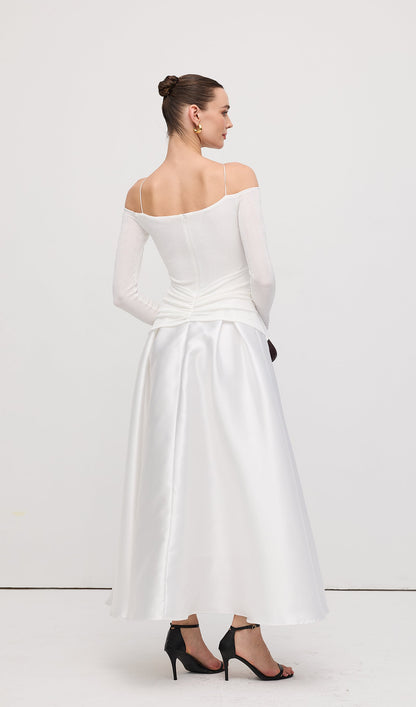 Off Shoulder Panelled Maxi Dress