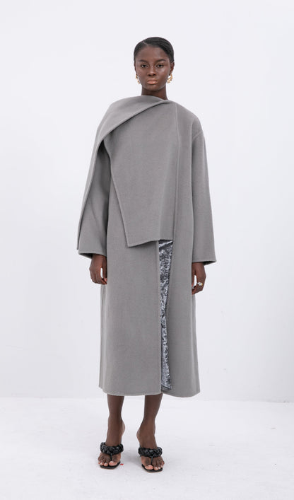 Trendy Oversized Cape Style Coat-Grey