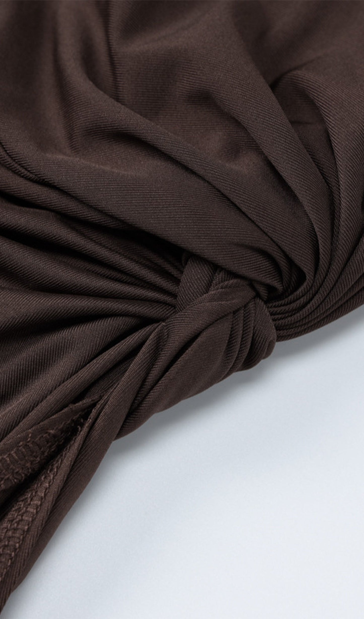 Trendy Draped Jersey Slit Maxi Dress-Brown