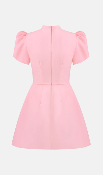 Mini Dress With High Collar In Pink