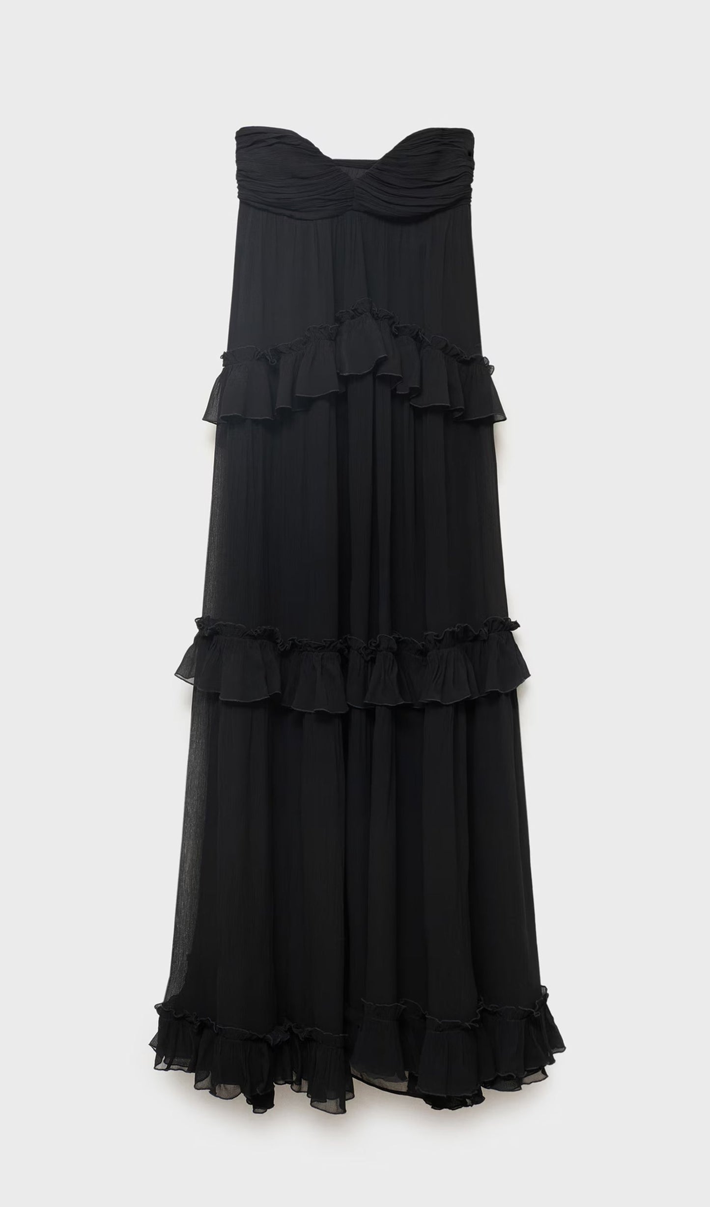 Strapless Layered Maxi Dress In Black