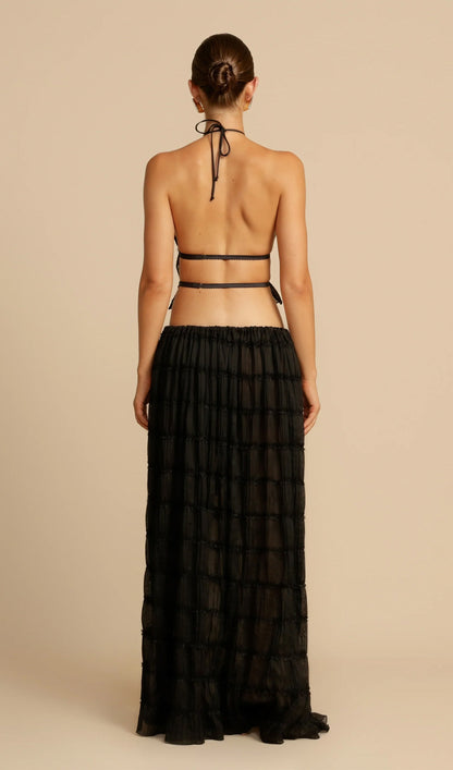 Halter Top & Ruched Detail Maxi Skirt Sets