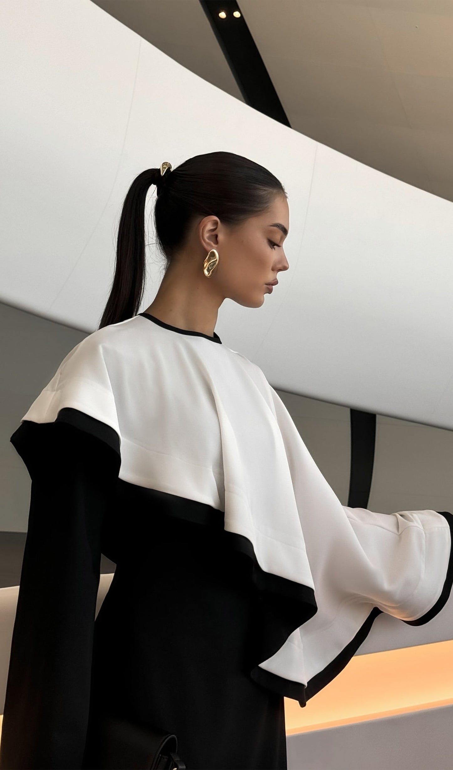 Contrasting Cape Maxi Dress