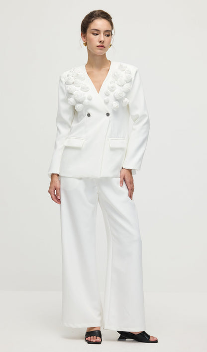 Slim Fit Blazer & Trousers Two-Piece Set In White