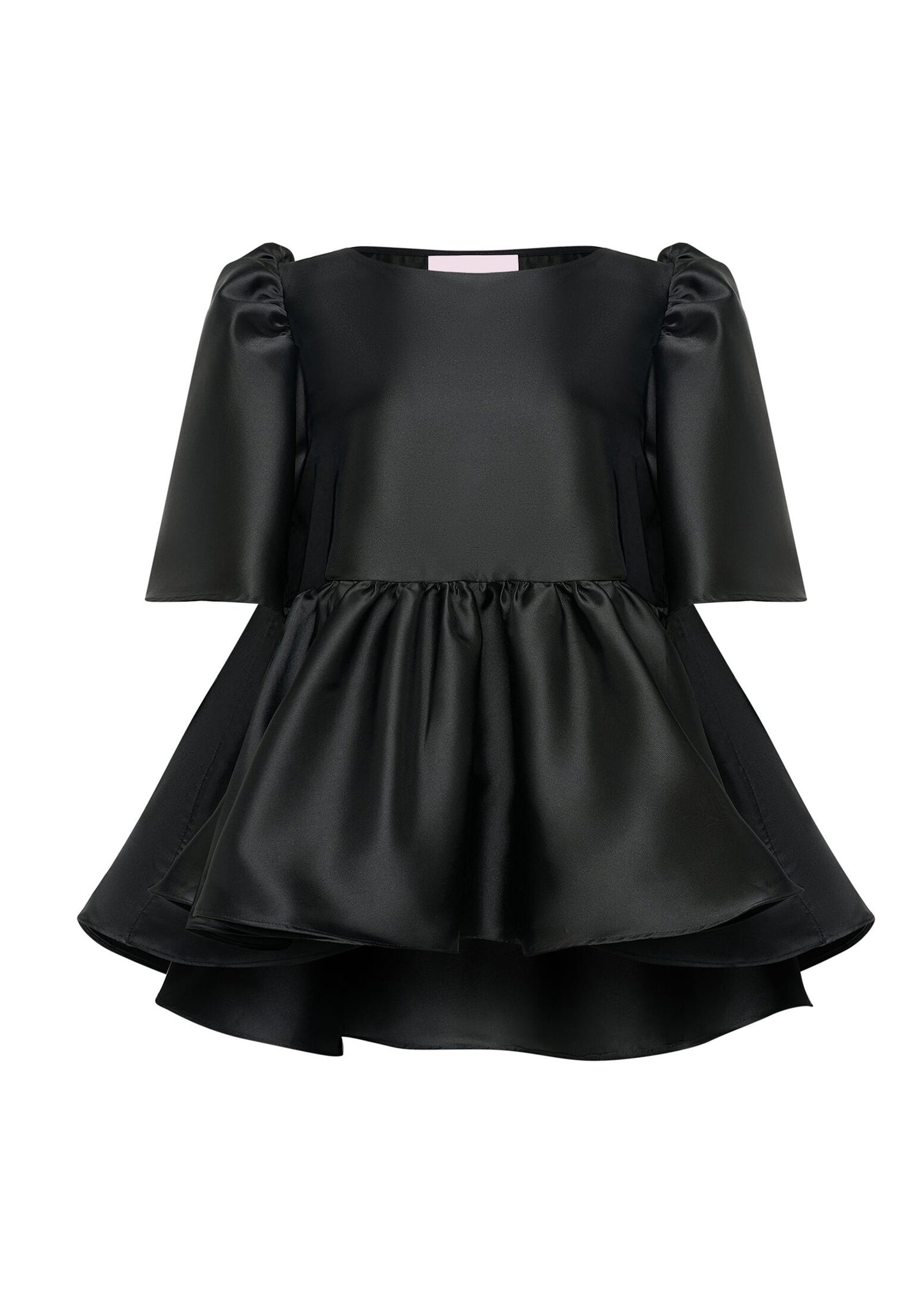Puff Sleeve Ruffle Top In Black
