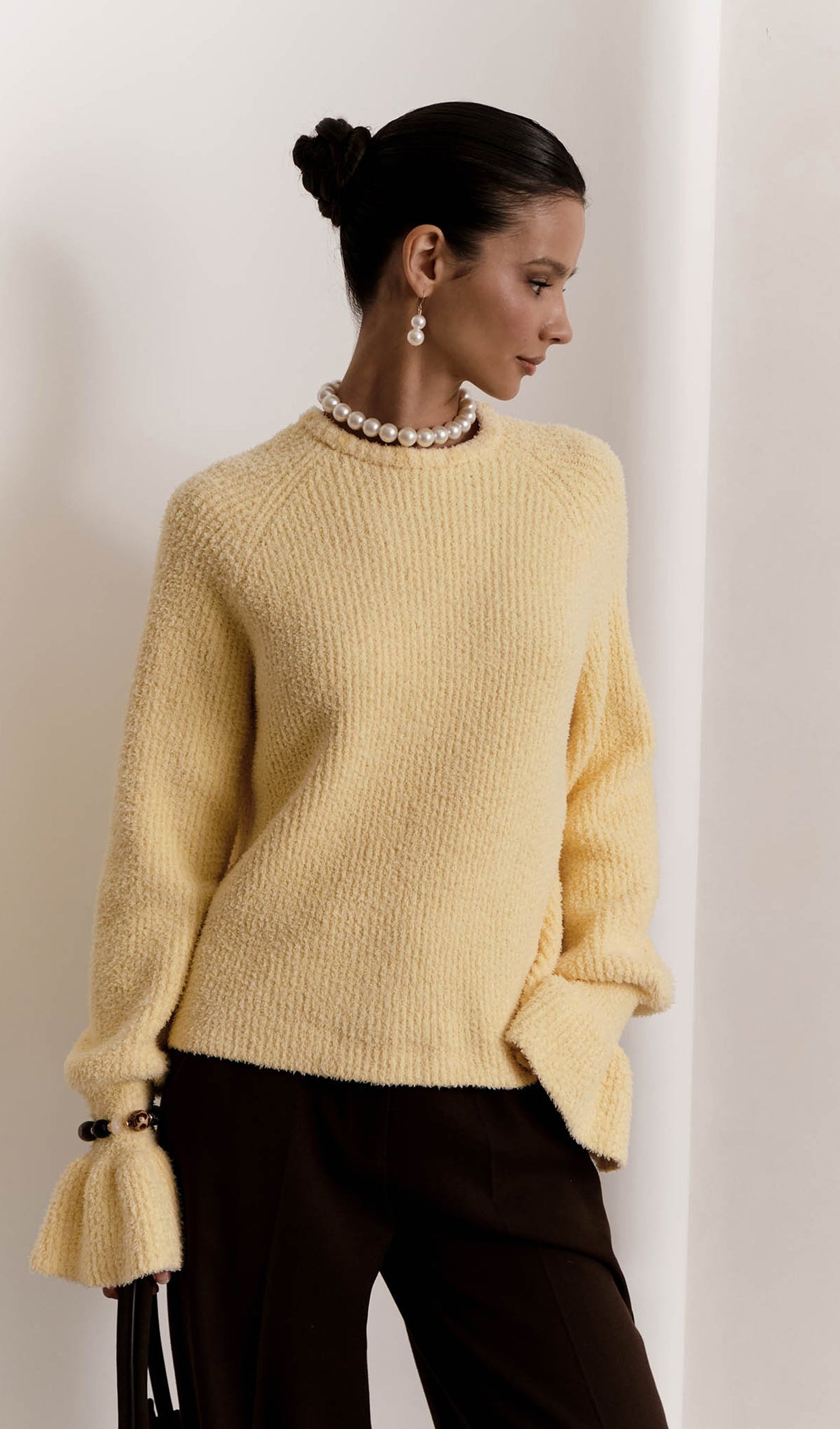 Sweater With Flounces In Yellow