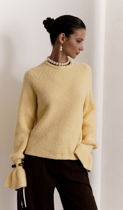 Sweater With Flounces In Yellow