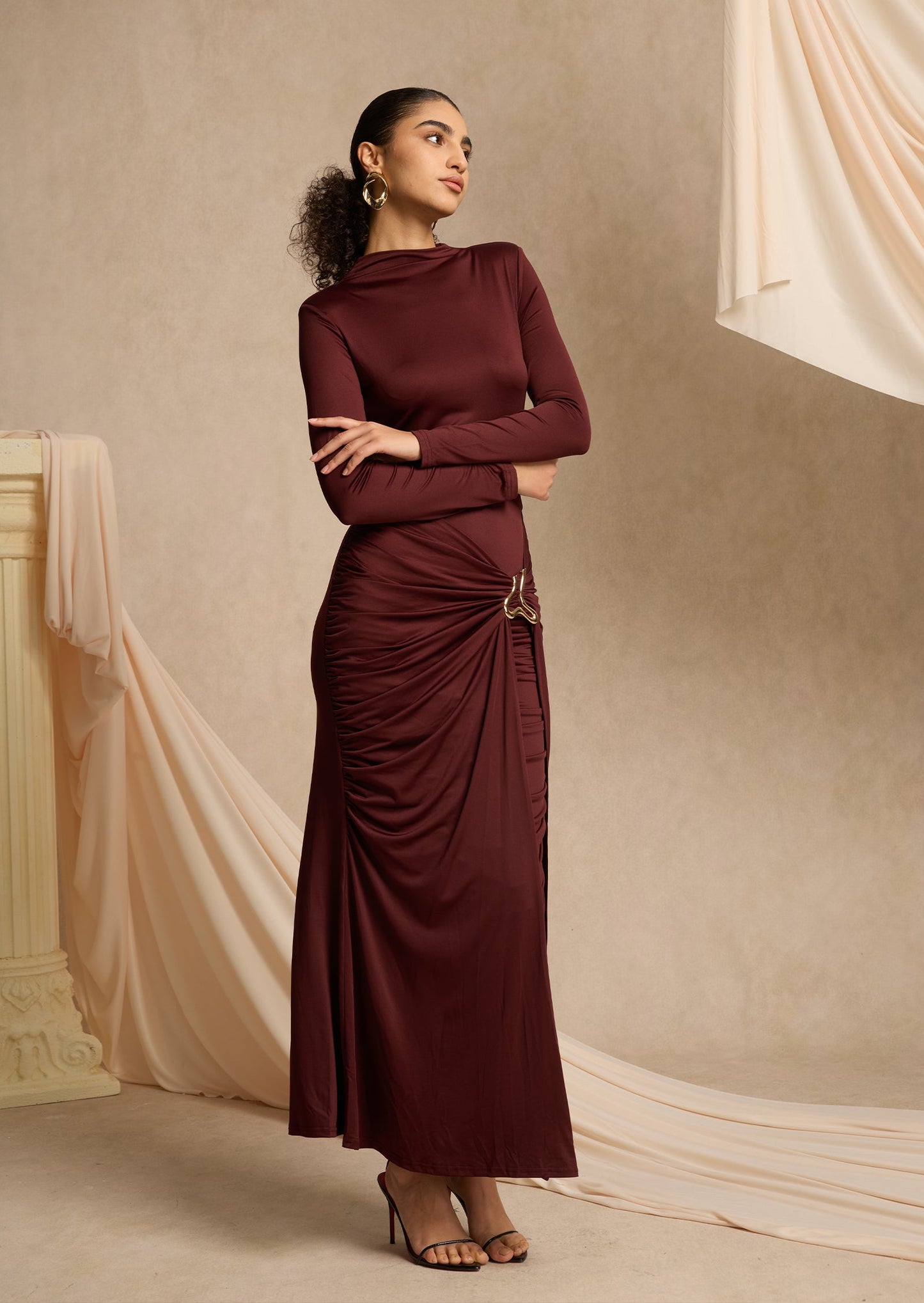 Layali Rose Draping Maxi Dress