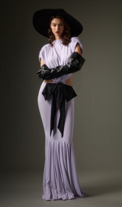 Solid Jersey  Cut Out Detail Maxi Dress In Purple