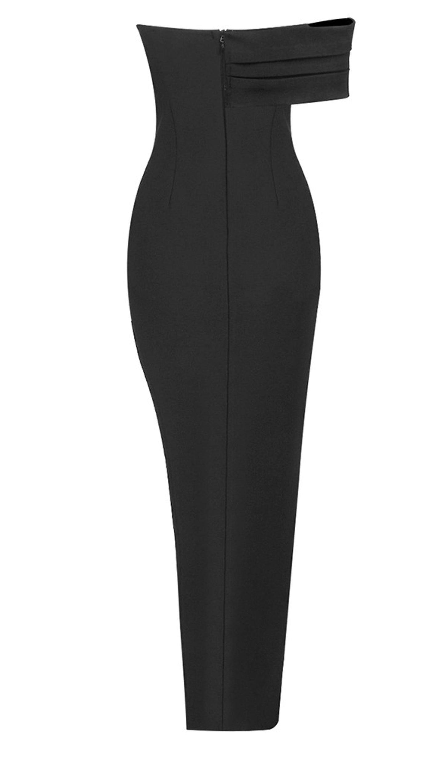 Strapless Crystal Embellished Crepe Midi Dress