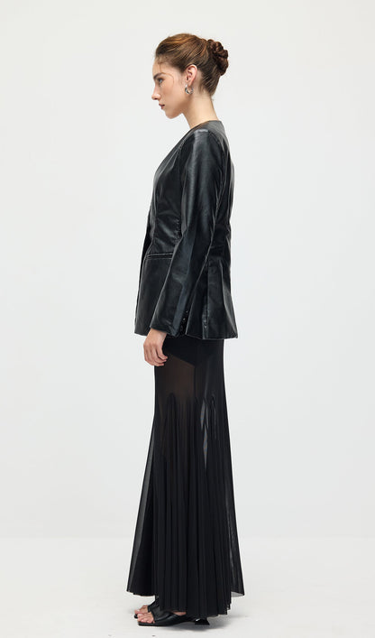Vegan Leather Blazer In Black