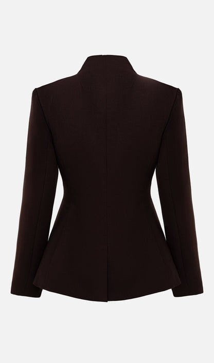 Fitted Jacket With High Collar & Maxi Pants