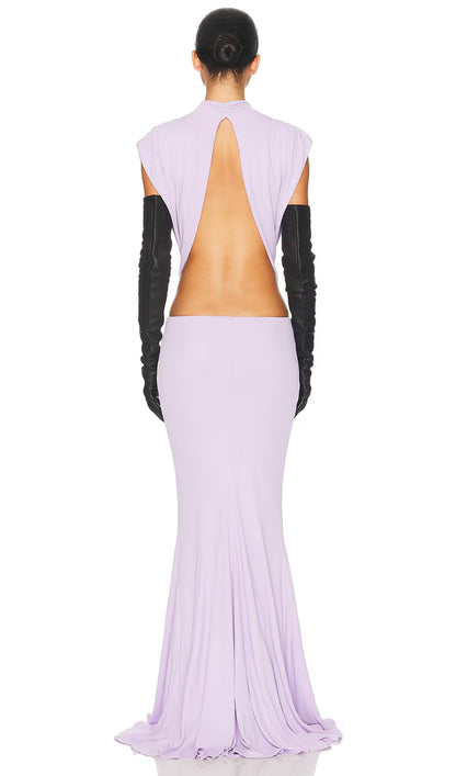 Jersey  Cut Out Detail Maxi Dress In Purple