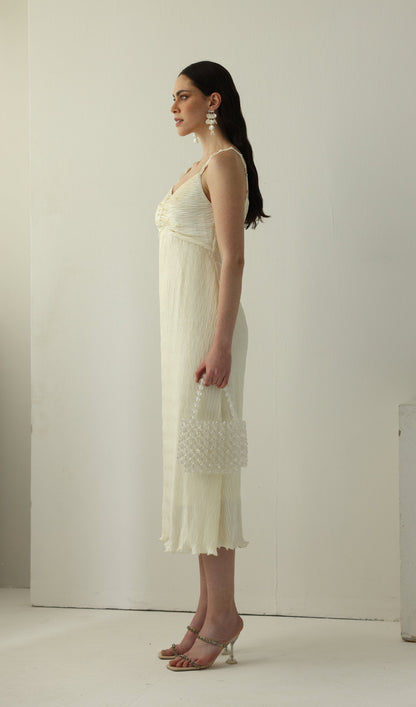 Solid Texture Slip Midi Dress