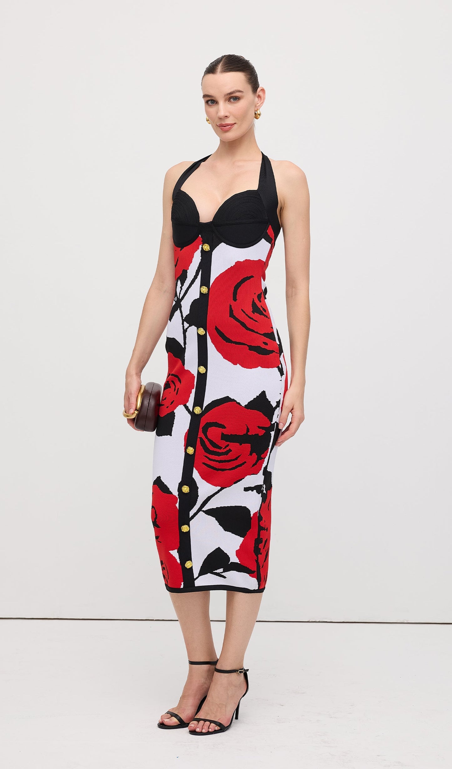 Floral Jacquard Knit Midi Dress