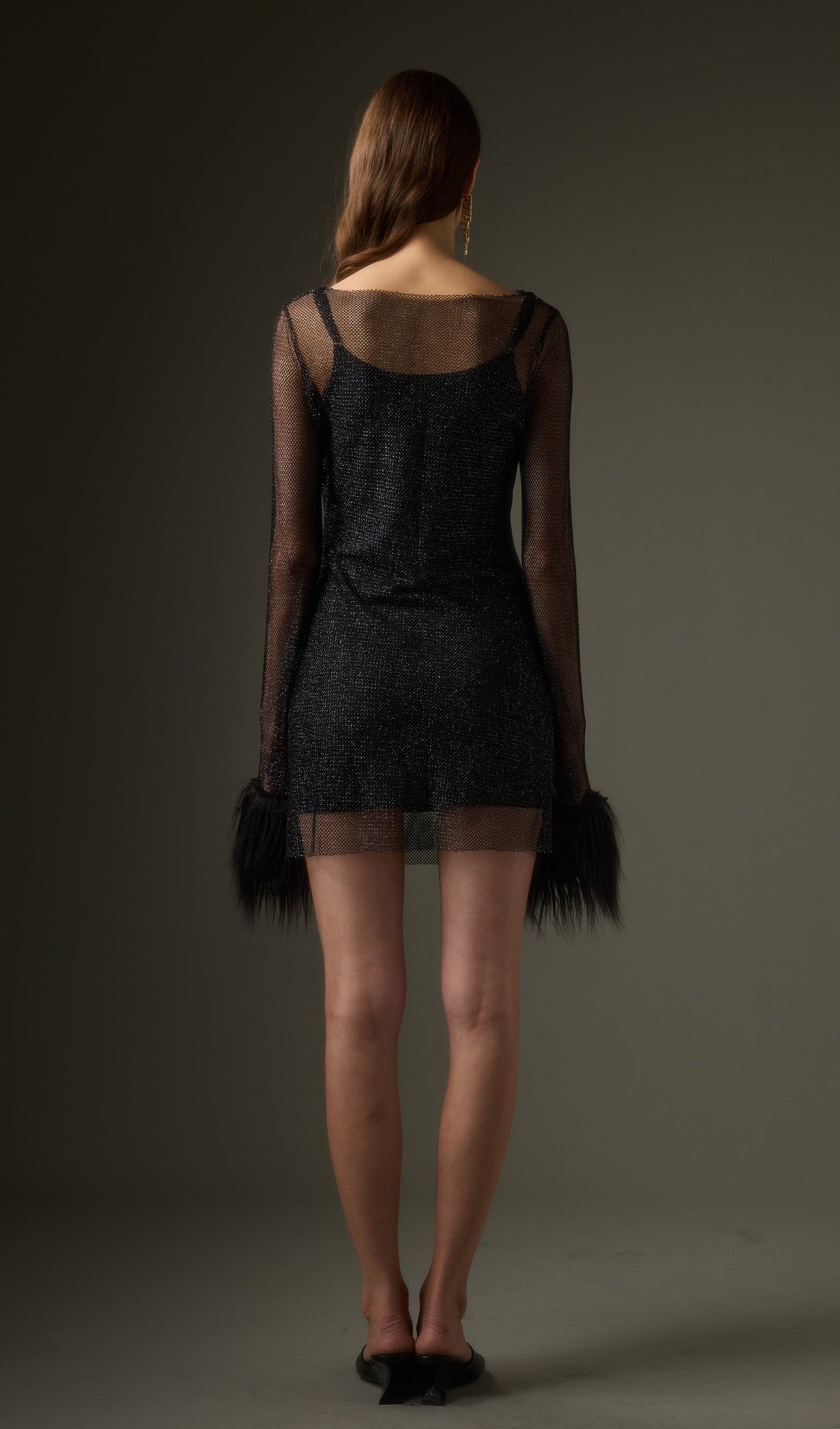 Sheer  Mini Dress in Black