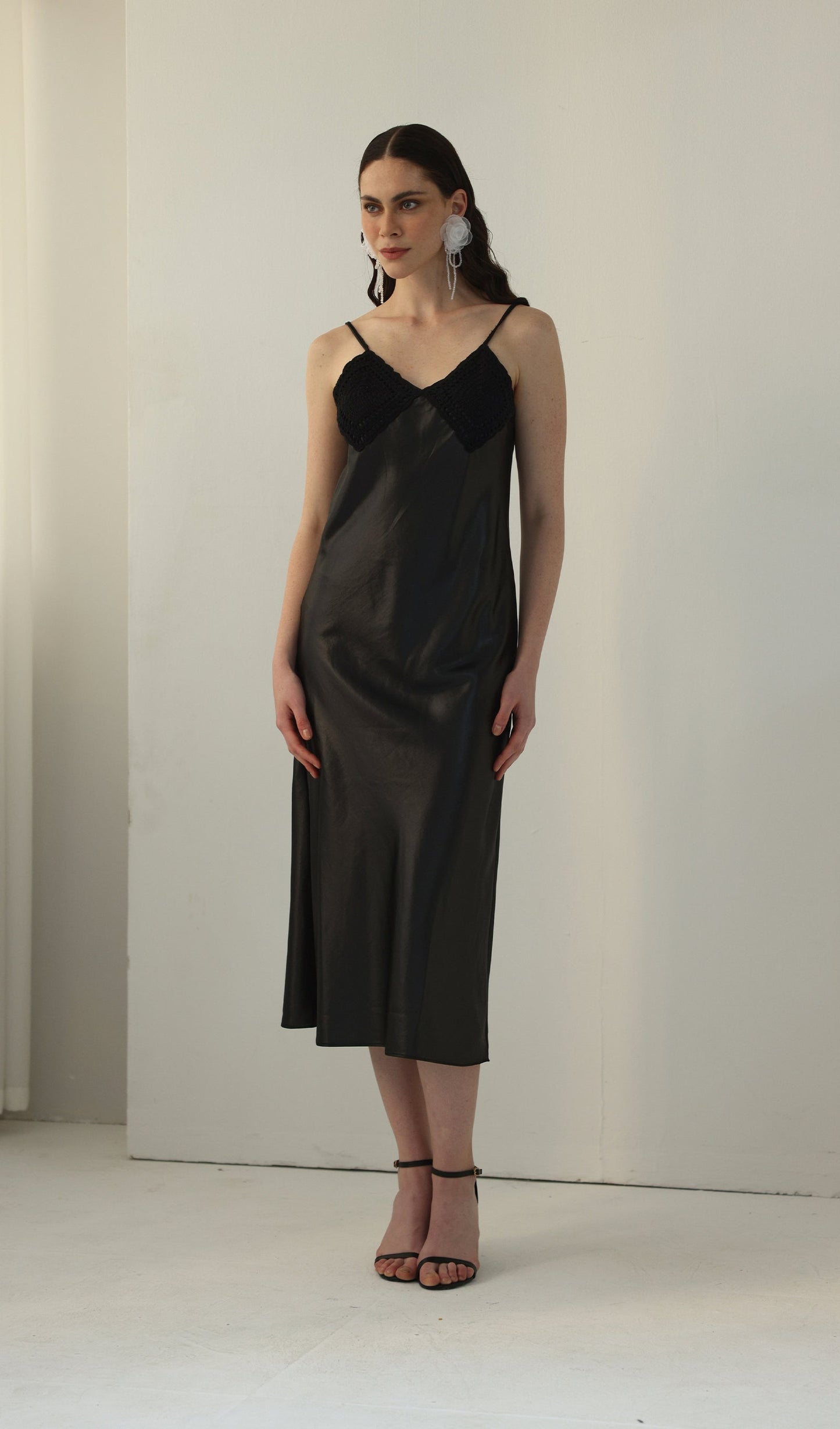 Knitted Patchwork Slip Midi Dress