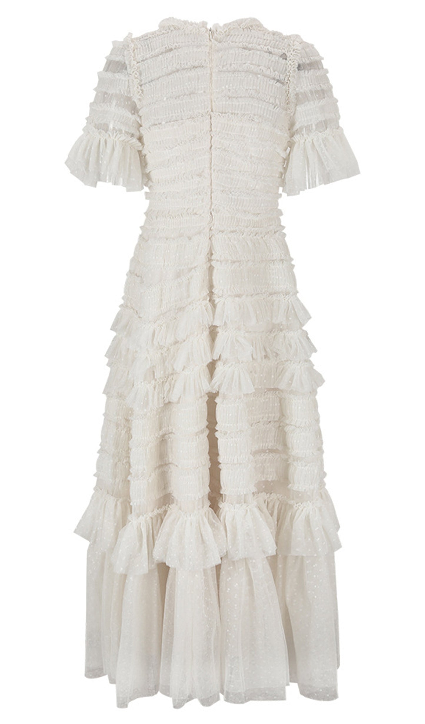 Valentine Ruffle Gown In Tulle Mesh