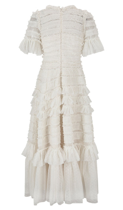 Valentine Ruffle Gown In Tulle Mesh