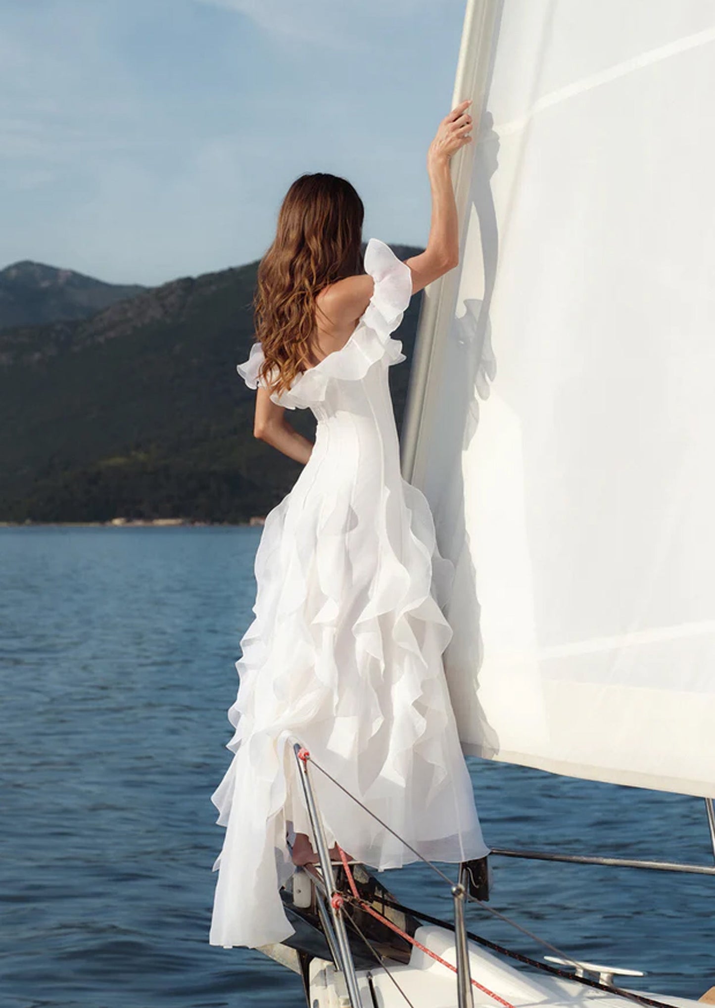 Off Shoulder Ruffled Layered Maxi Dress
