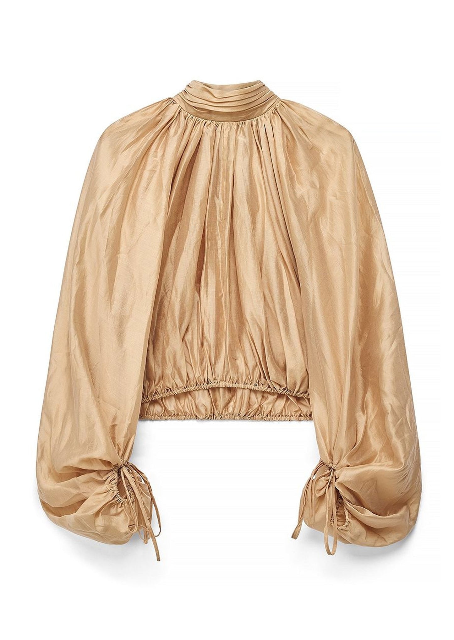 Hexila Balloon Sleeve Volume Blouse In Beige