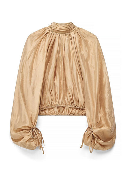 Hexila Balloon Sleeve Volume Blouse In Beige