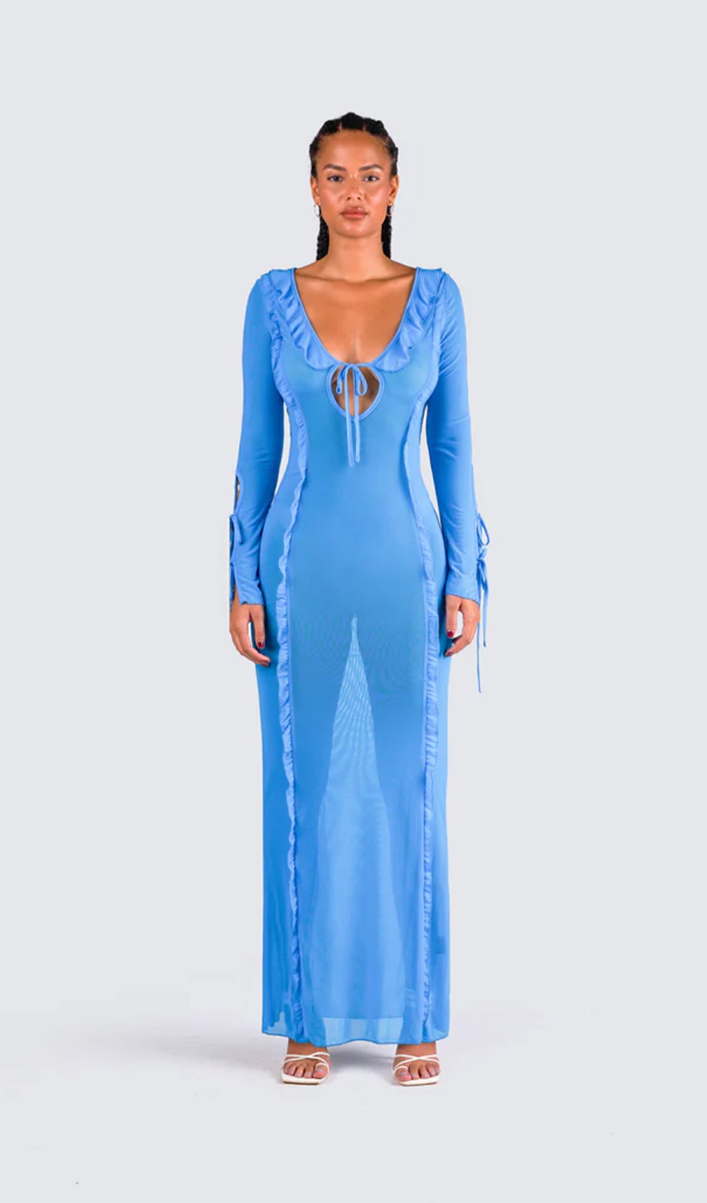 Florence Blue Ruffle Maxi Dress