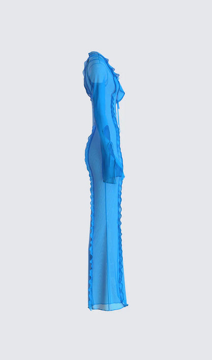 Florence Blue Ruffle Maxi Dress