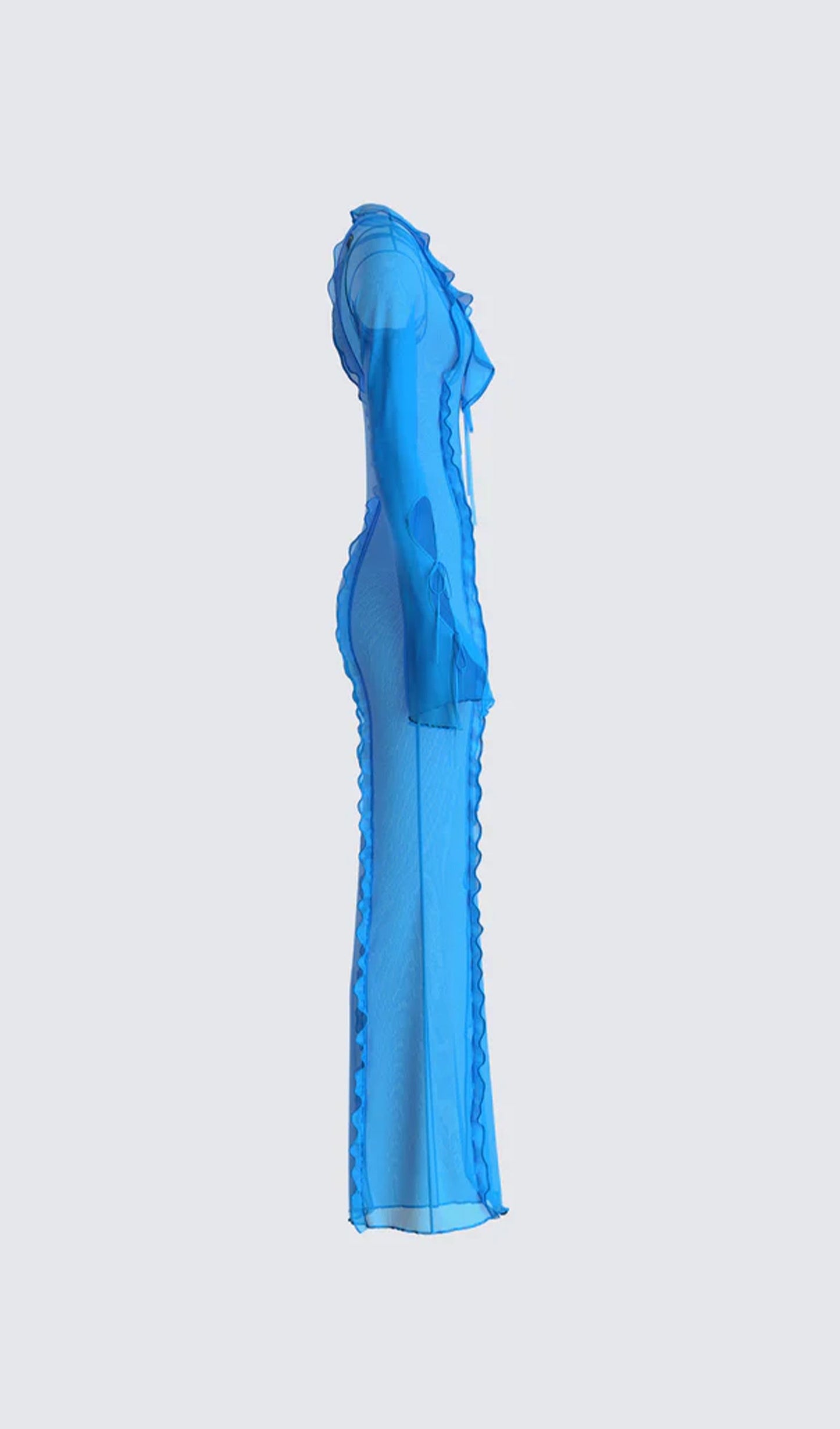 Trendy Florence Blue Ruffle Maxi Dress