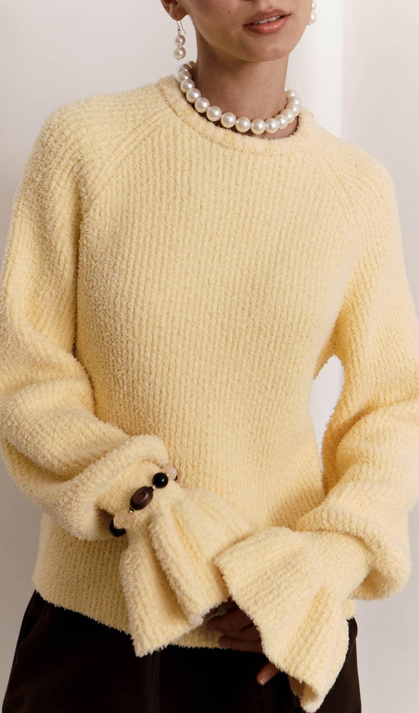 Sweater With Flounces In Yellow