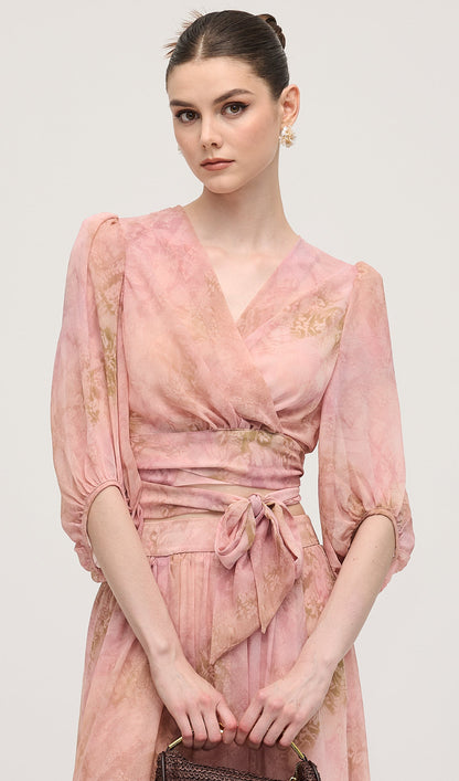 Floral Knot Cut Out Midi Dress Sets