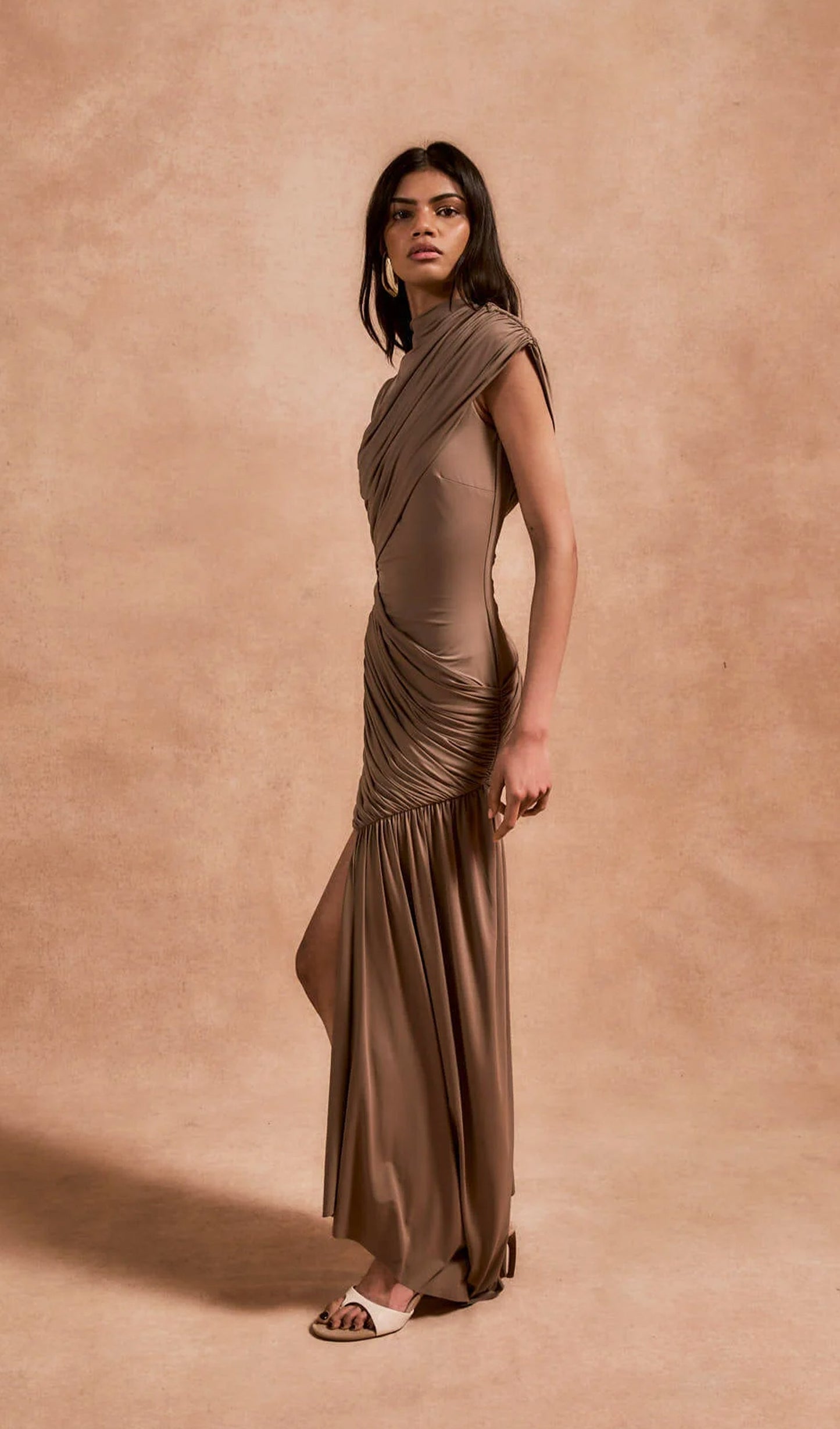 Asymmetrical Draping Mini Dress