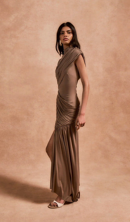 Asymmetrical Draping Mini Dress