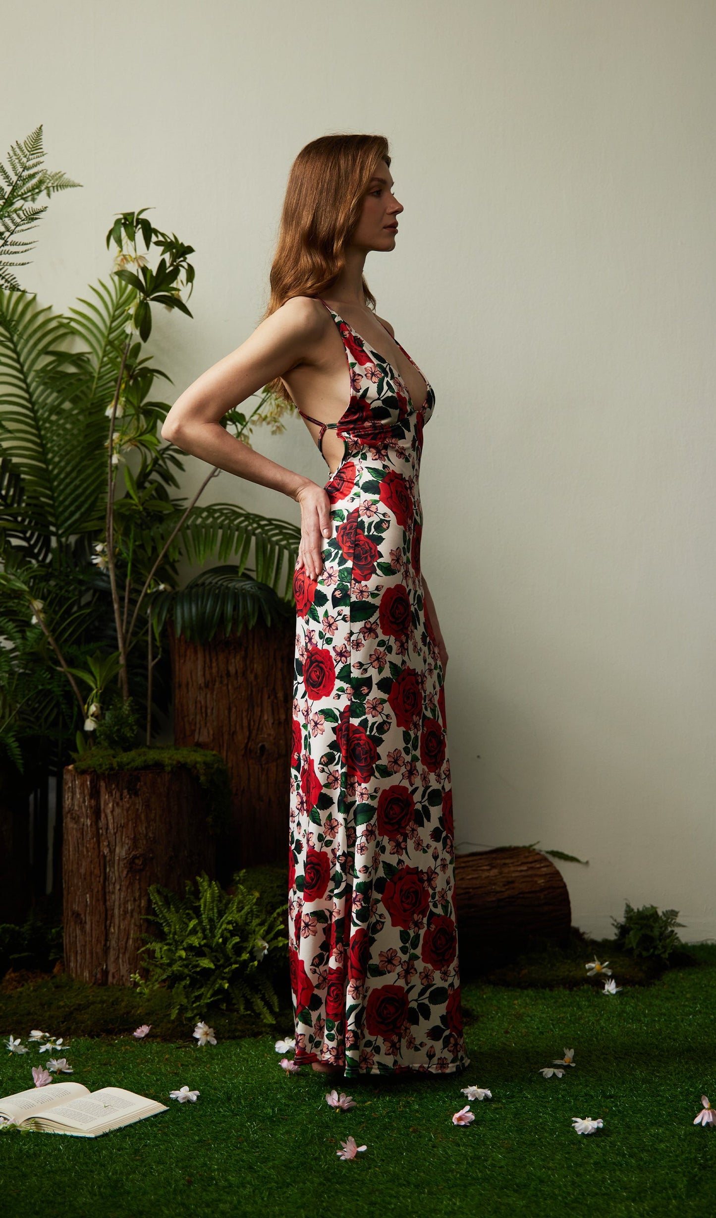 Floral Backless Bodycon Maxi Dress
