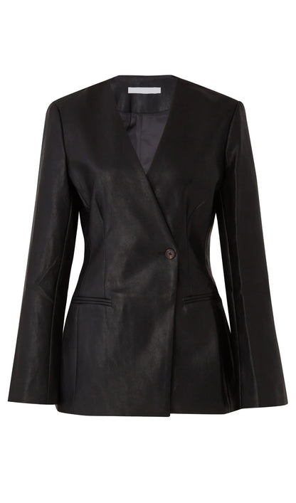 Vegan Leather Blazer In Black