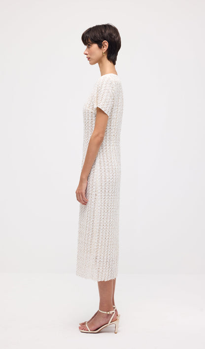 Short Sleeve Crochet Midi Dress