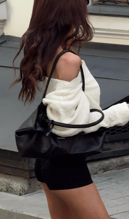 Off Shoulder Double-Layer Sweater Top