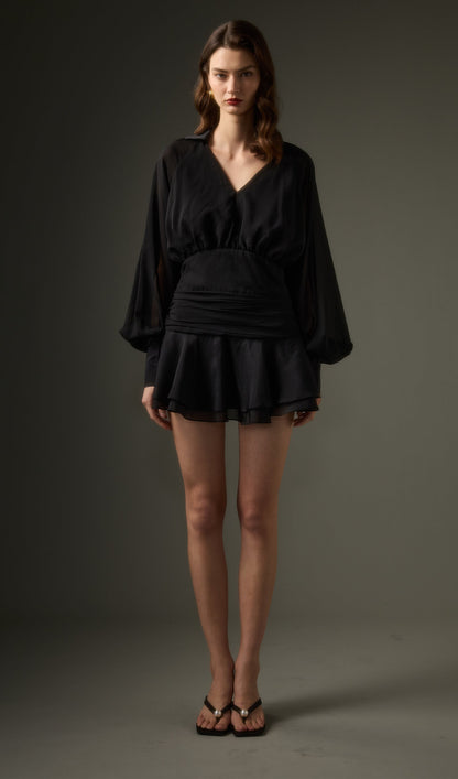 Black Lantern Sleeve Mini Dress