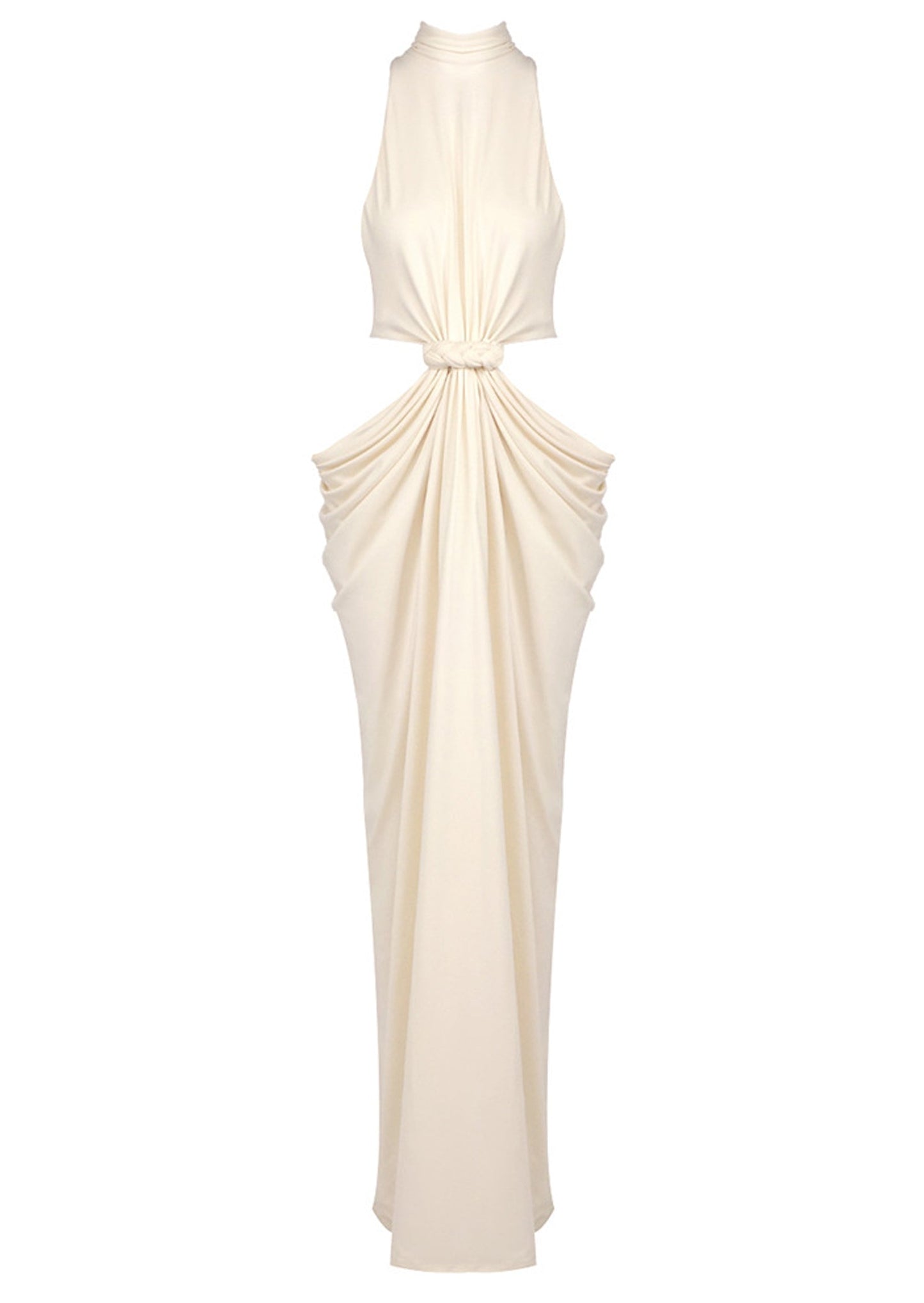 Solid Cut Out Ruched Maxi Dress