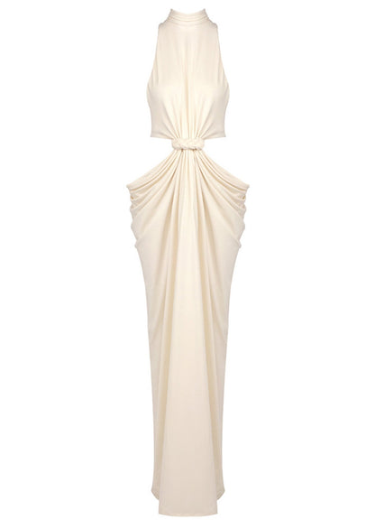 Solid Cut Out Ruched Maxi Dress