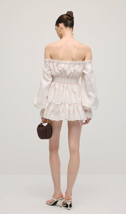 Lace Up Mini Dress Two Piece Set In Grid
