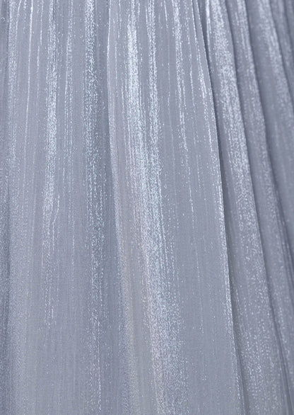Metallic Fabric Maxi Dress With Light Sleeves