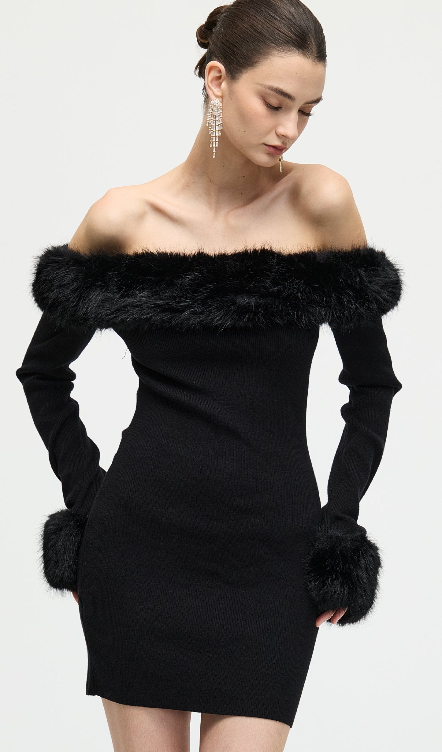 Black Off The Shoulder Mini Dress