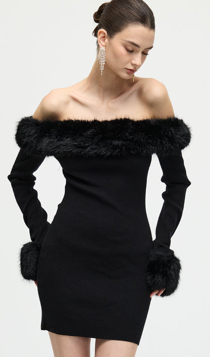 Black Off The Shoulder Mini Dress